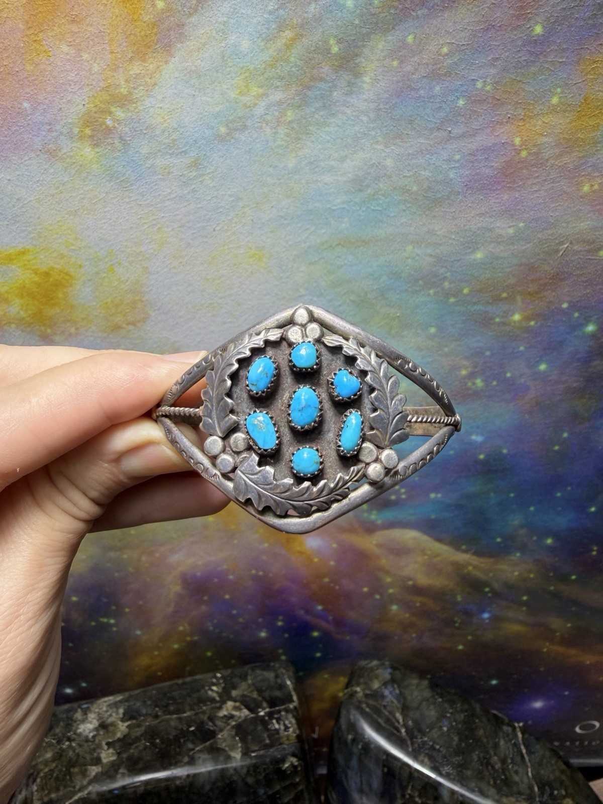 Vintage Turquoise Sterling Silver Navajo Cuff