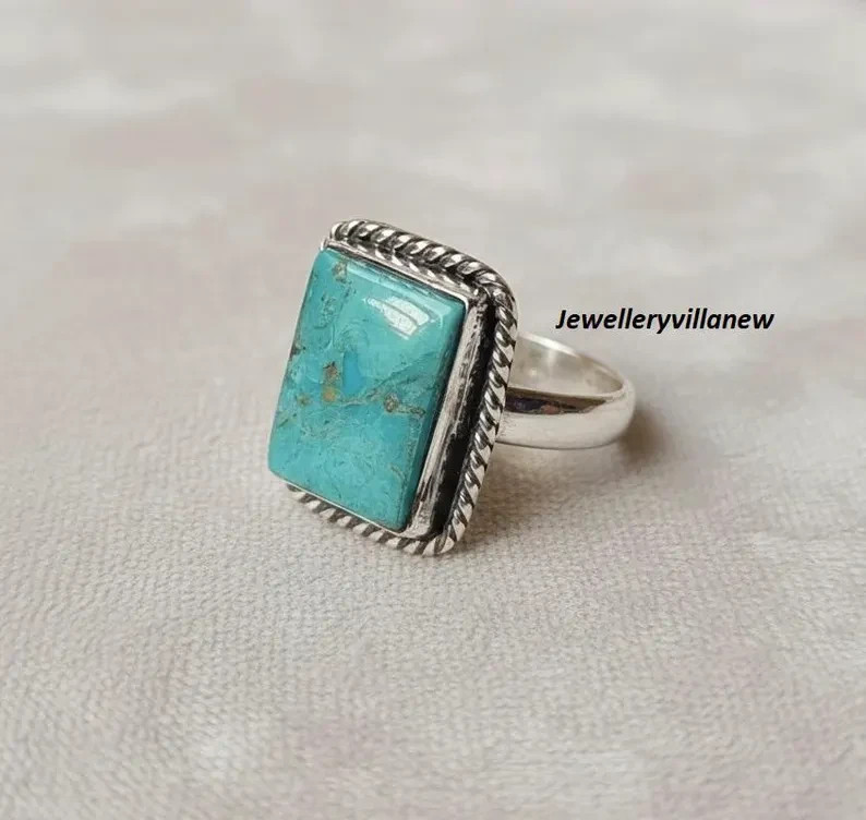 Kingman Turquoise 925 Sterling Silver Band Handmade Ring Statement Ring All Size