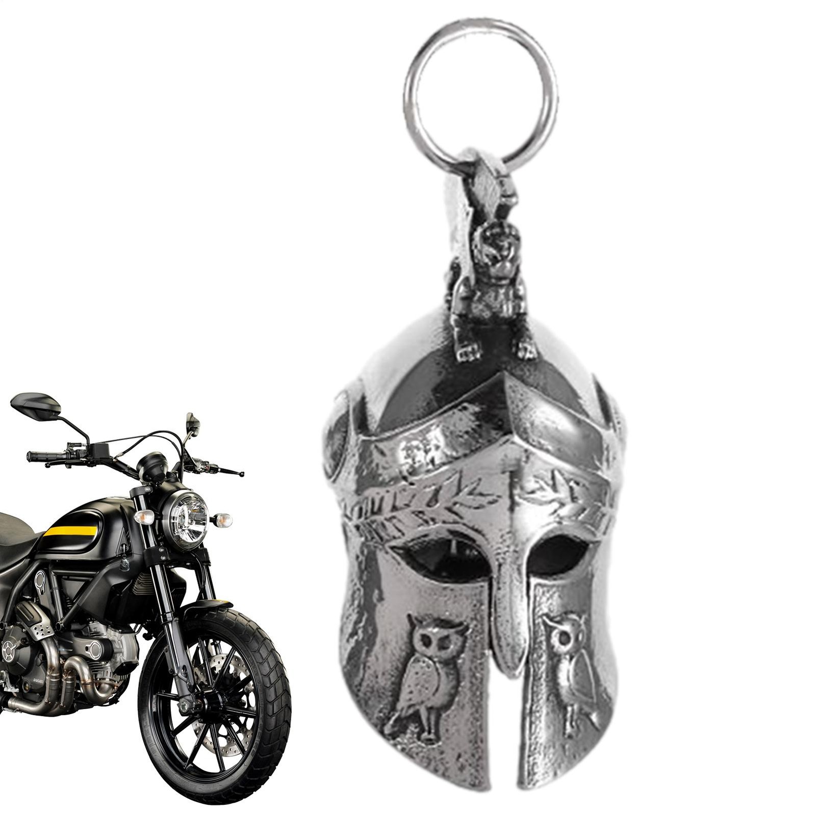 Good Luck Guardian Motorcycle Bell 3D Stainless Steel Pendant W/ Clear Sound