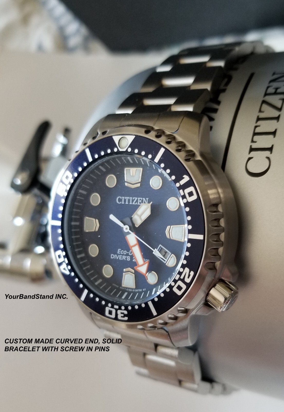 20mm SOLID STAINLESS STEEL BRACELET WITH SCREW LINKS FIT Citizen BN-0150 BN-0151