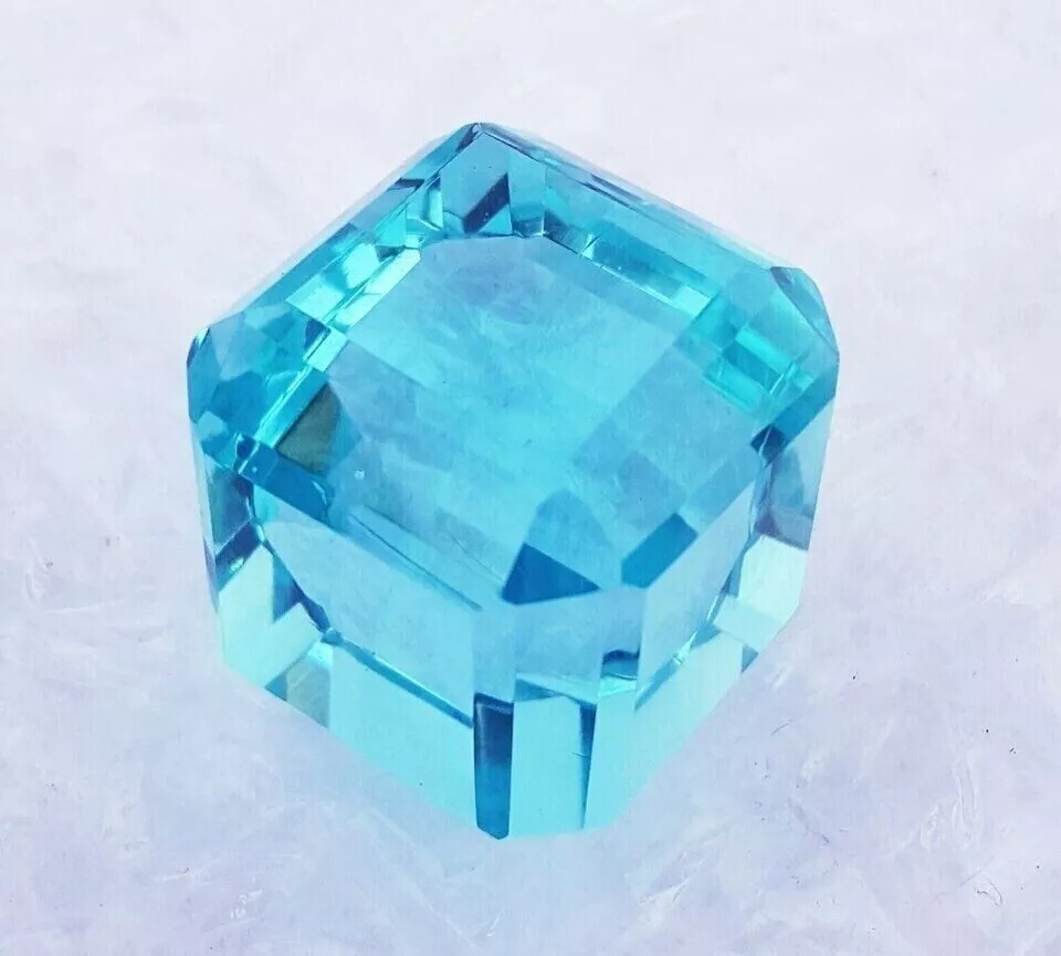 Brazilian Cube Cut 100+ Ct Natural Blue Topaz EGL Certified Loose Gemstone