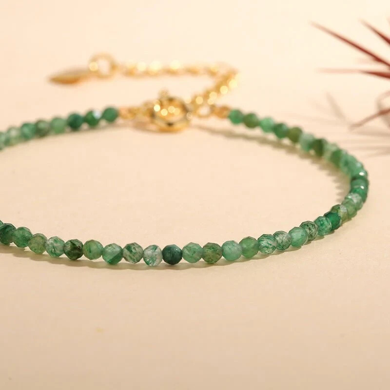 2.5mm Green Emerald Beads Healing Dainty Women Bracelet May Birthstone Gift