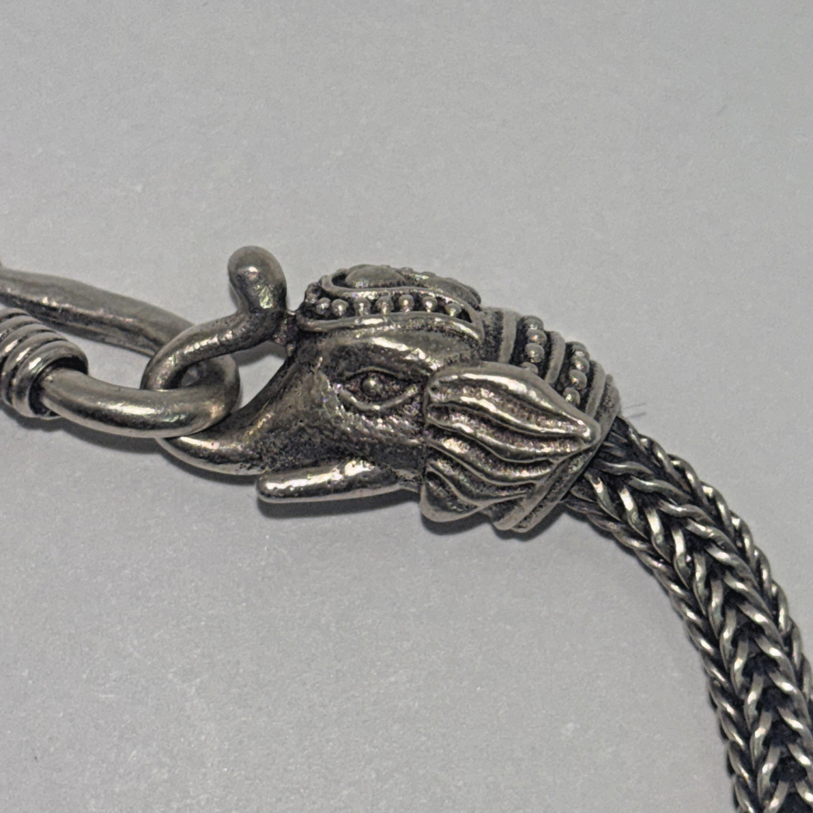Solid .925 Sterling Silver 6.5 in. Custom Link Elephant Bracelet