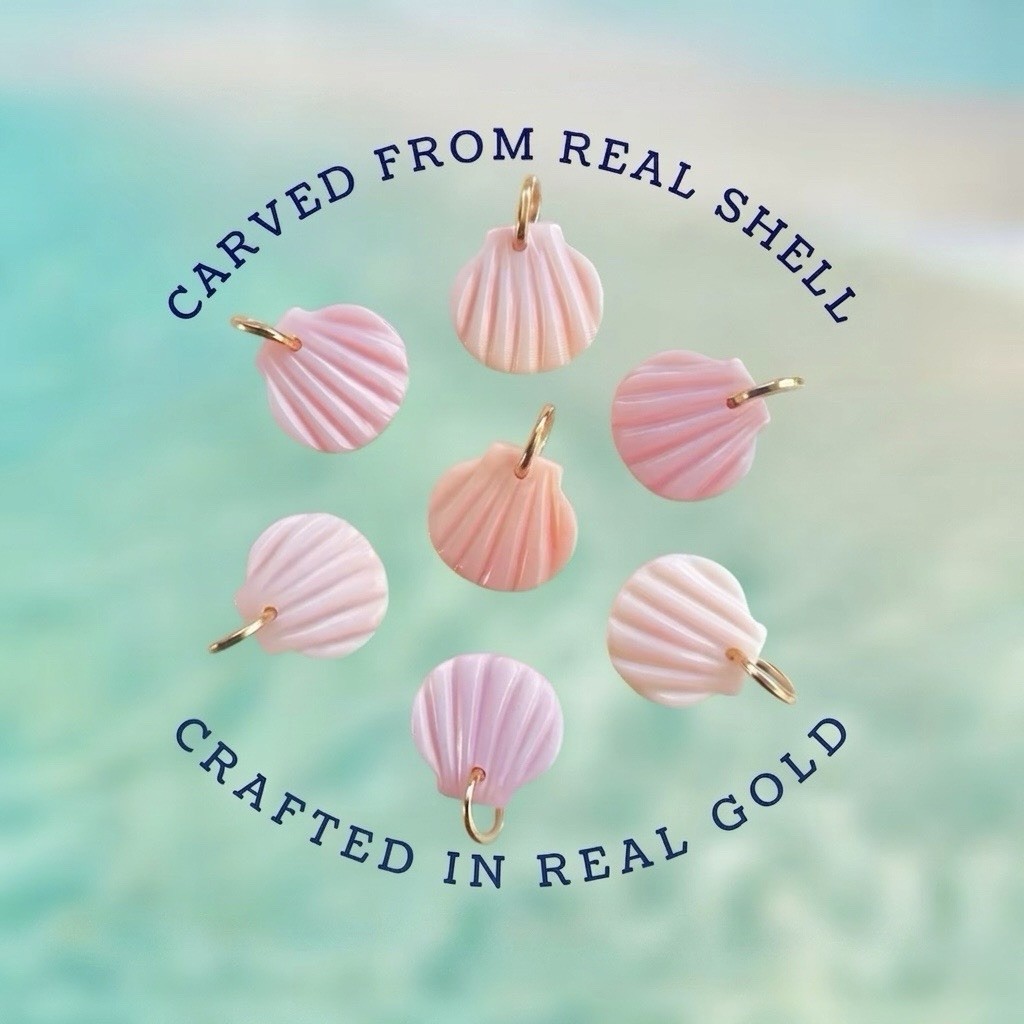 CUSTOM LISTING FOR MOLLBOX – 14k Solid Gold Charm • Pink Conch Shell Charm