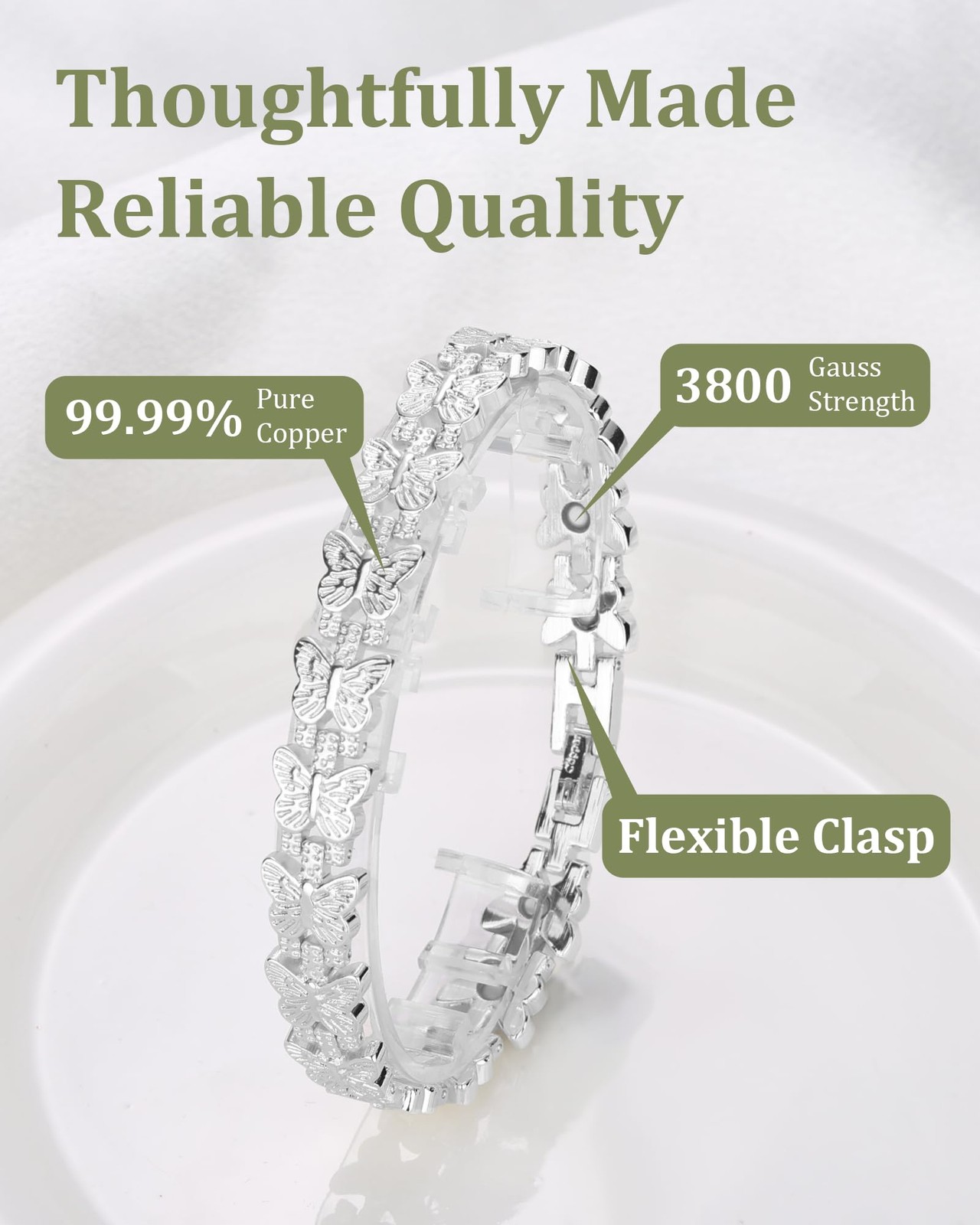 99.99% Pure Copper Magnetic Bracelet for Adult, Anti-Oxidation Scratch Resistant