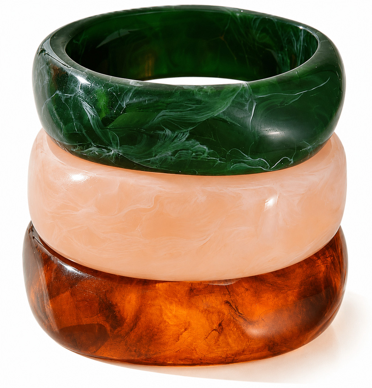 3Pcs Chunky Acrylic resin Bangle Bracelet Set Women Coloured Summer Evening NEW