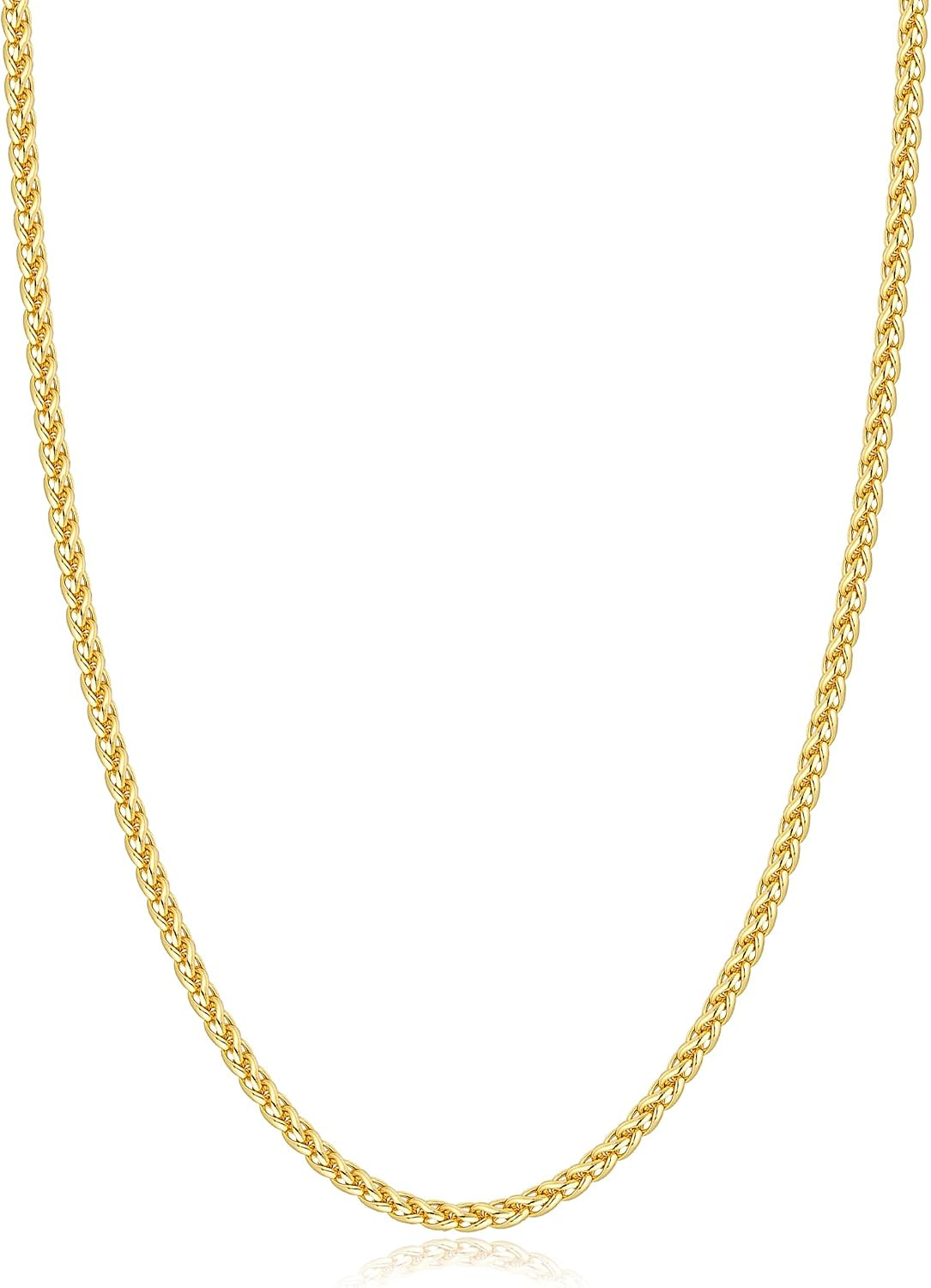 20″ Gold Plated 2.5mm Wheat Chain Necklace Stainless Steel Men Women Silver