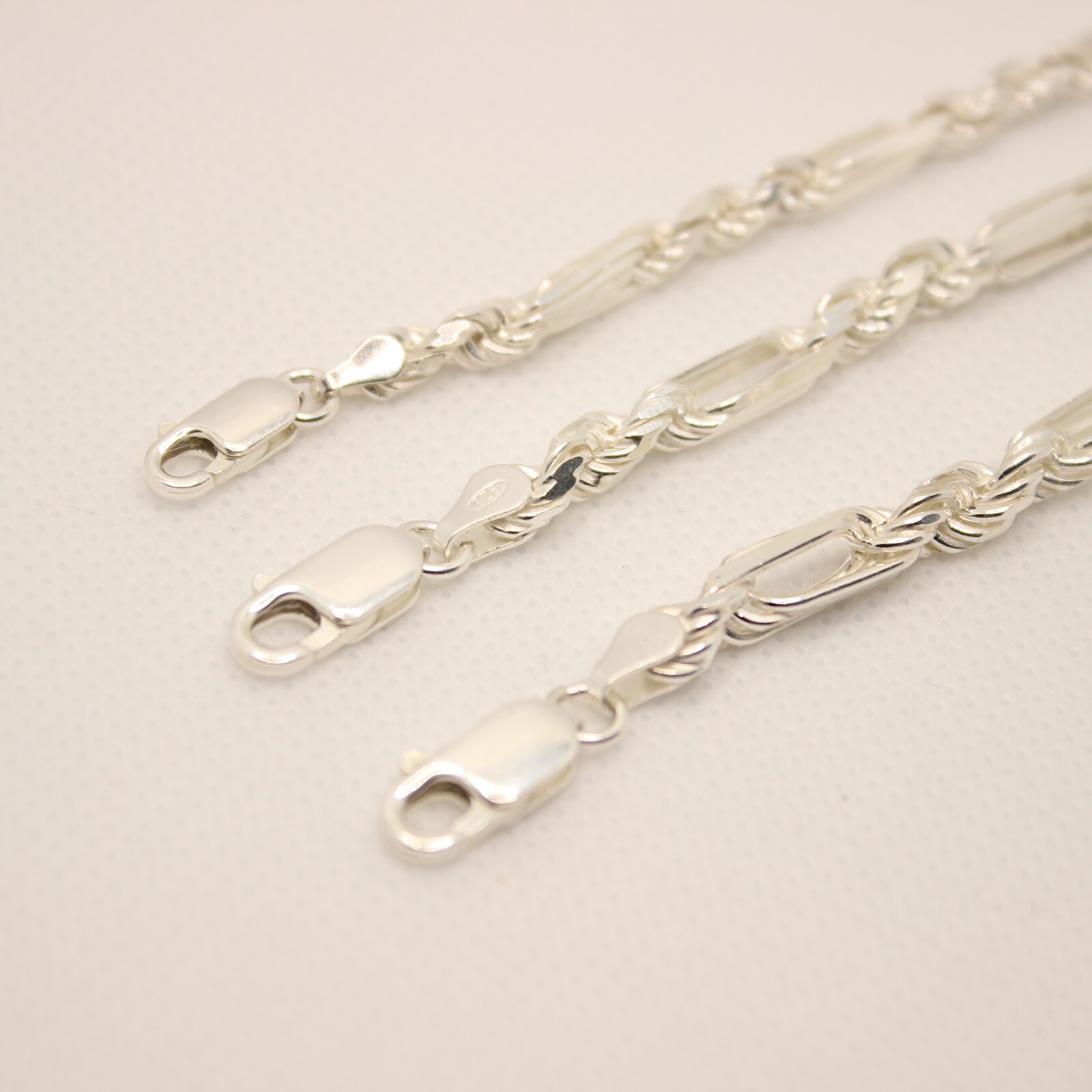 925 Sterling Silver Twisted Milano Figarope Chain Necklace (4mm~4.5mm / 18″~28″)