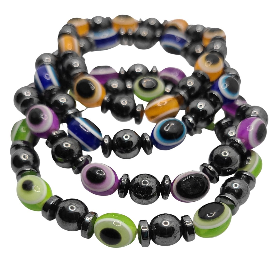 Bulk 50 Bracelets Evil Eye Good Luck Protection Fashion Unisex Fatima Stretchy