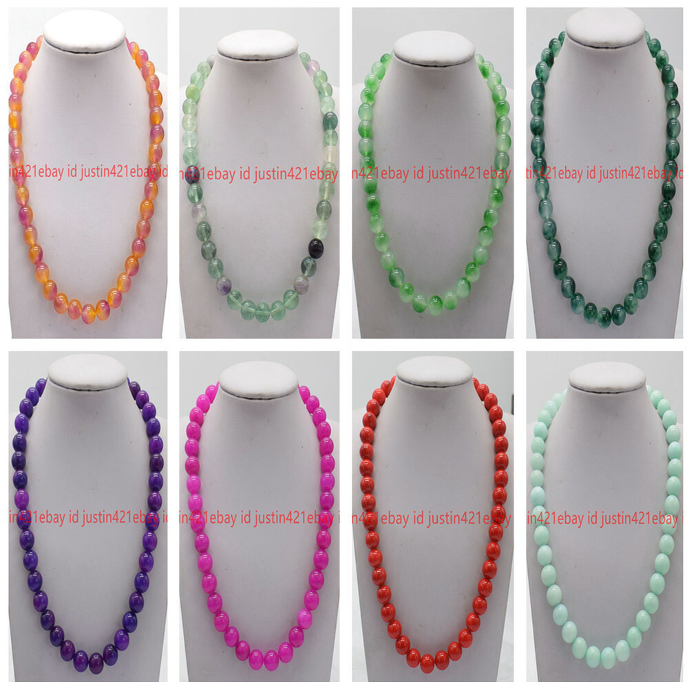 Pretty 6/8/10/12mm Natural Multicolor Gemstone Round Beads Necklace 18″ AAA+