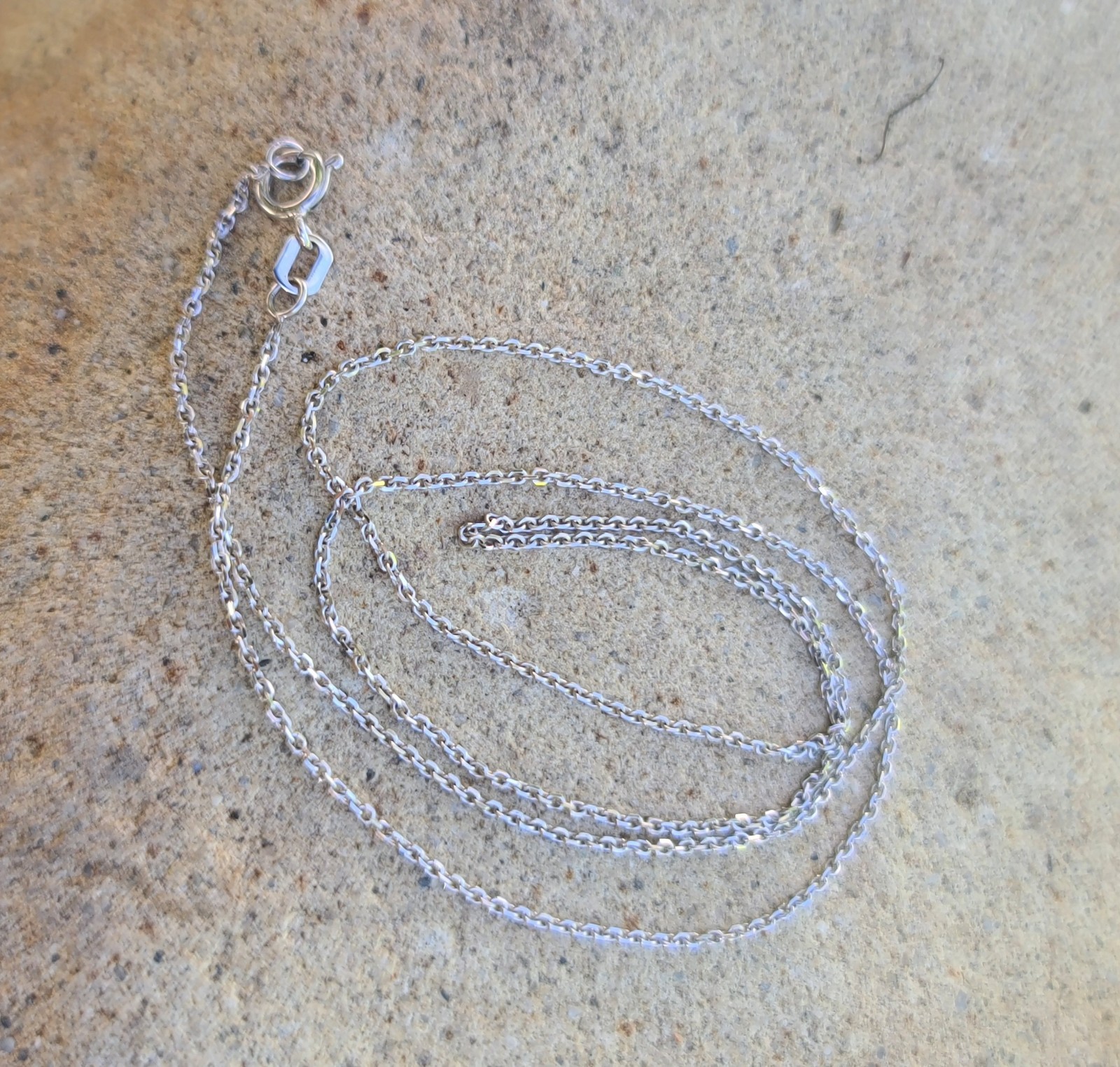 14k Solid White Gold Cable Chain Necklace 17.75″ Signed RCI 1mm Turkey 1.55grams