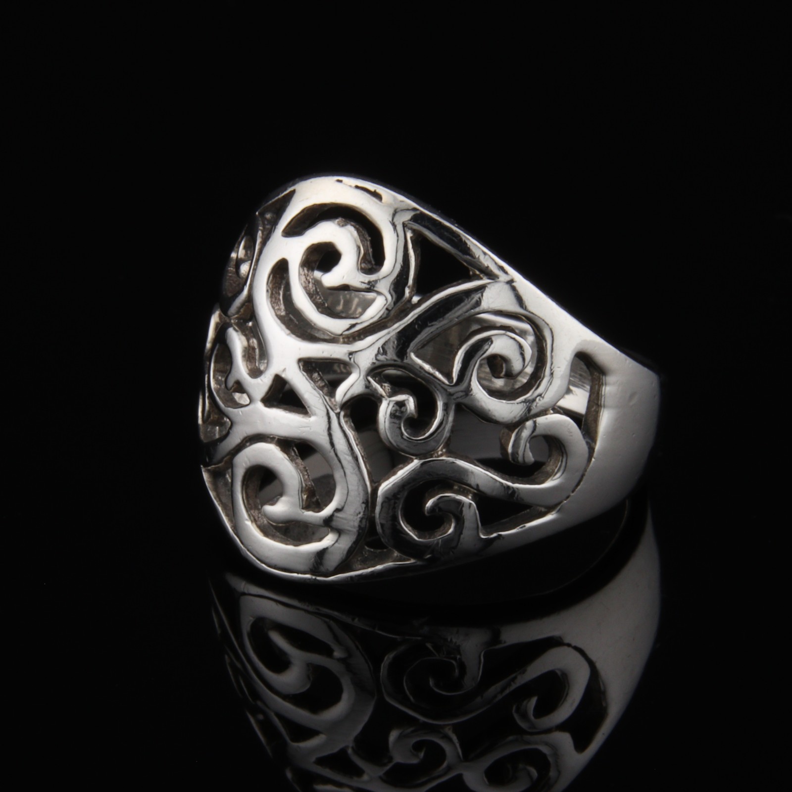 Sterling Silver Scroll Statement Ring Size 6.5