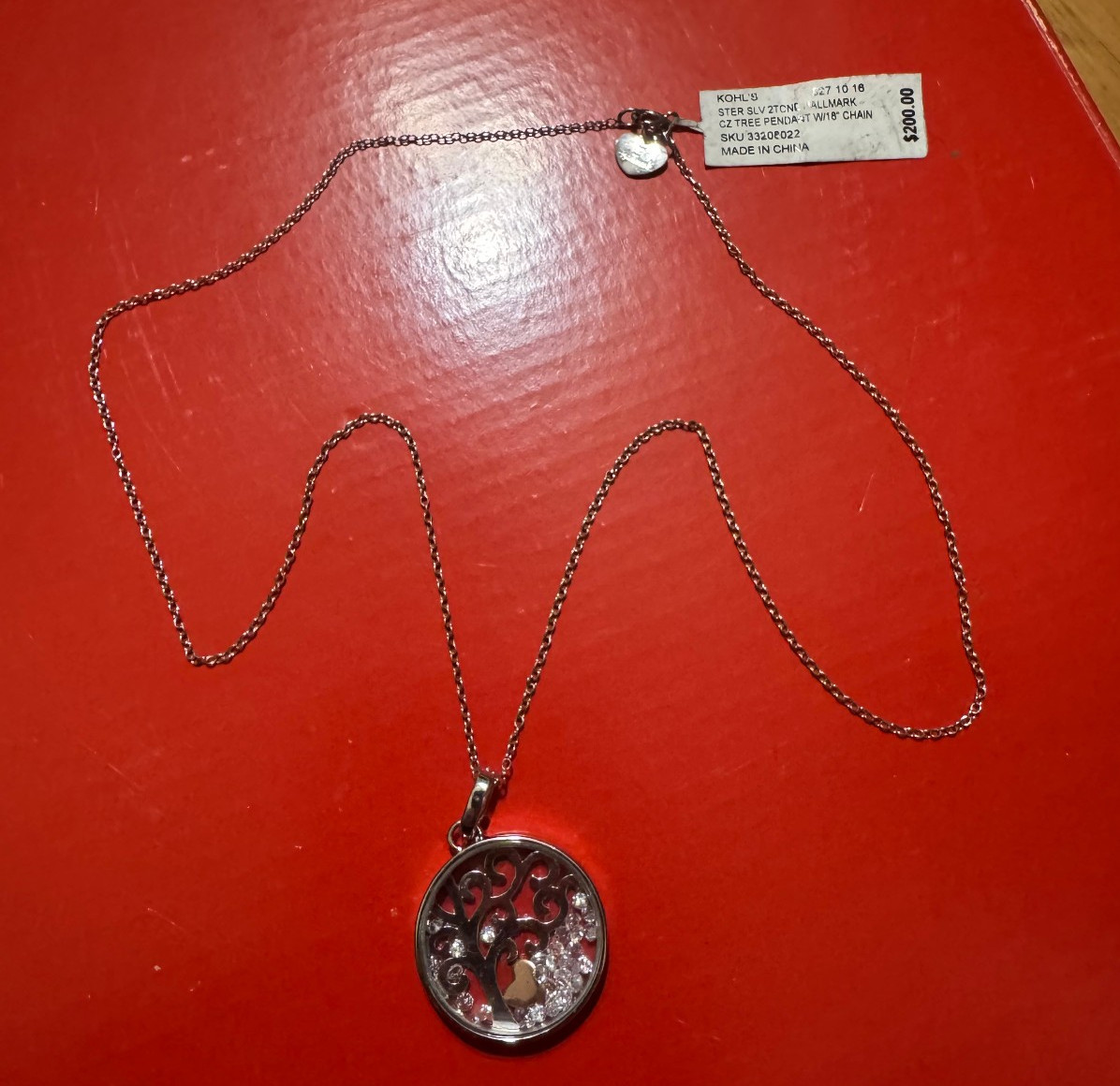 Kohl’s 925 Sterling Sliver Hallmark CZ Tree Pendant W 18in Chain 4.3 Grams