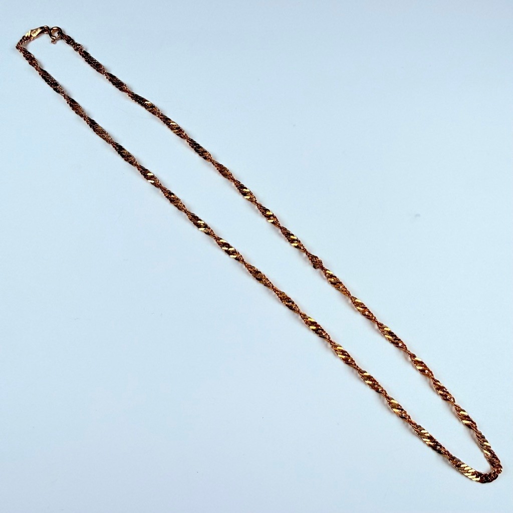 10K Solid Yellow Gold 3MM Twisted Curb Chain Link VTG Necklace Milor Italy 17.75