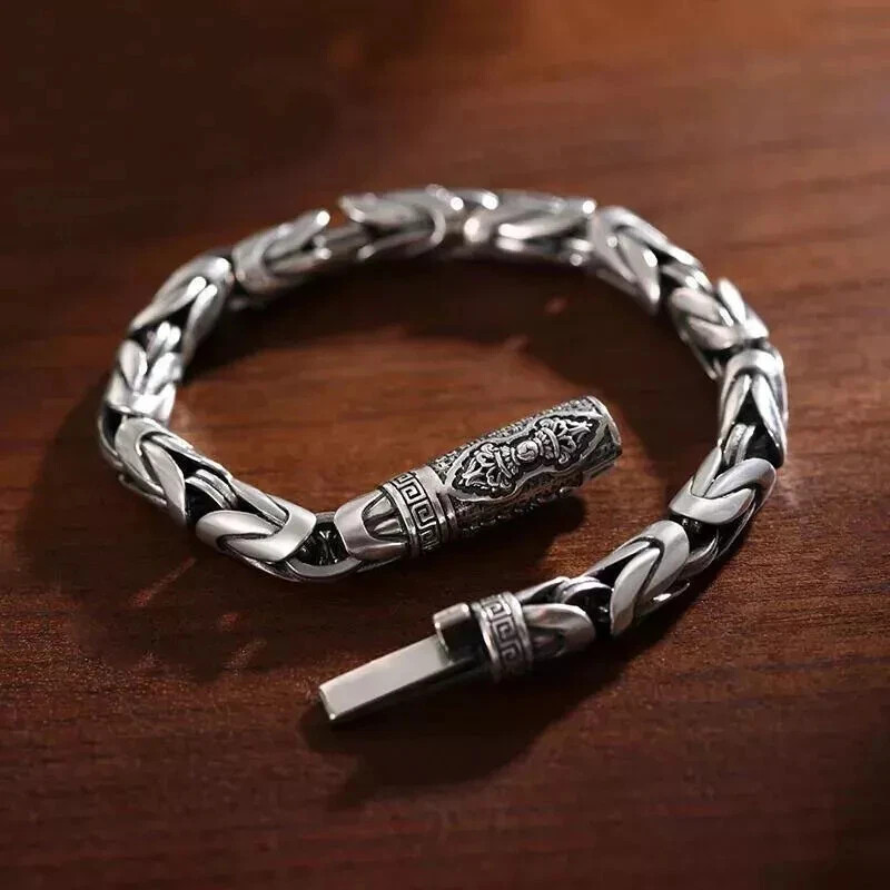 925 Sterling Silver Bangle Bracelet Chain Popular Vintage Bracelets Mens Gift