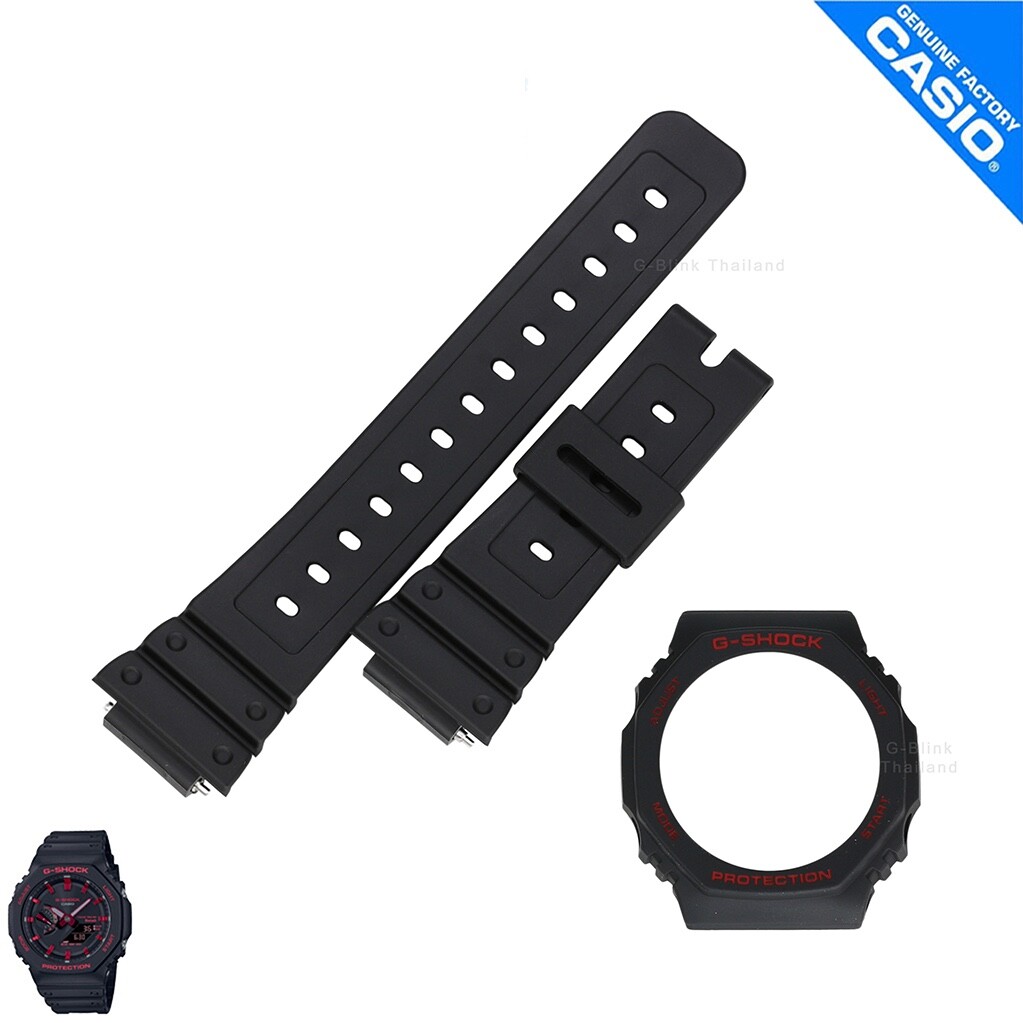 Genuine Watch Band&Bezel Casio G-Shock GAB-2100BNR-1A Matte Black w/ Red Letters