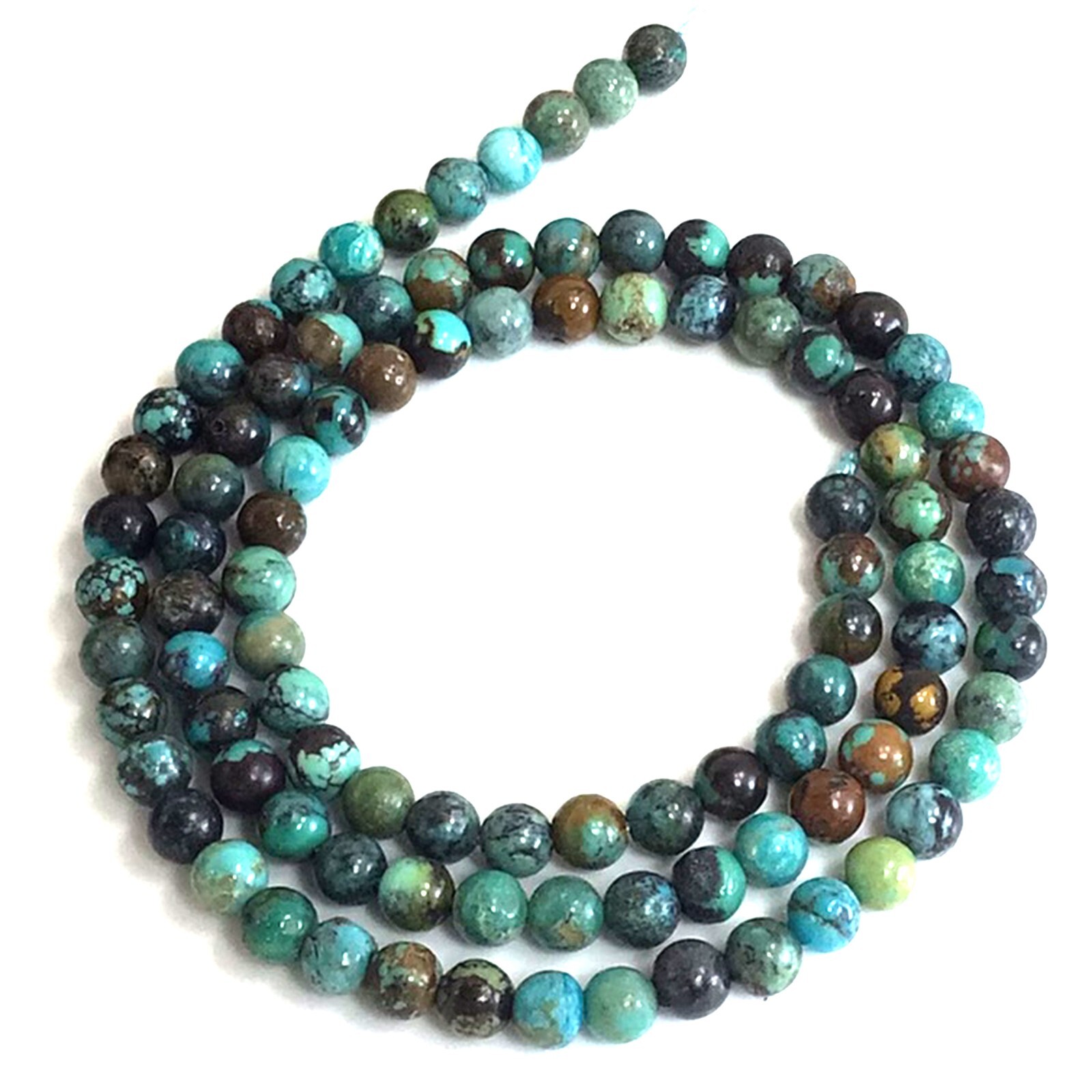 4mm Grade AAA Genuine Natural Turquoise Blue Green Smooth Round Loose Bead 15″