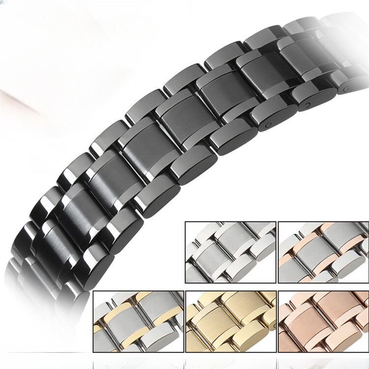 Premium Solid Stainless Steel Watch Strap Band Metal Business 12-26mm Universal