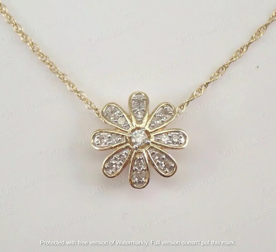 2Ct Round Cut VVS1 Diamond Flower Pendant 14K Yellow Gold Finish Free Chain