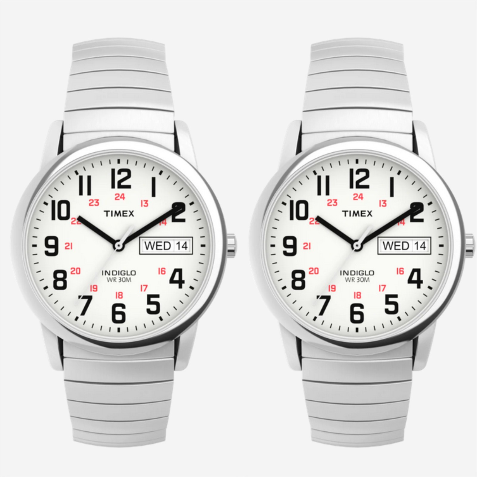 Lot of 2 Timex Men’s T20461 Easy Reader 35mm Expansion Band Watch