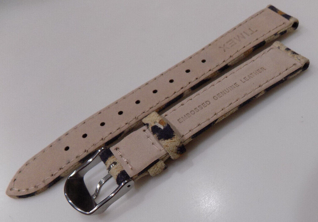 New Timex Faux LEOPARD Genuine Embossed Leather 16mm Regular Watch Band Strap
