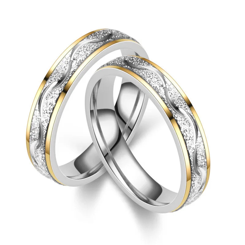 New Frosted Couple Rings for Him & Her Stainless Steel Matching Set Size 5-13