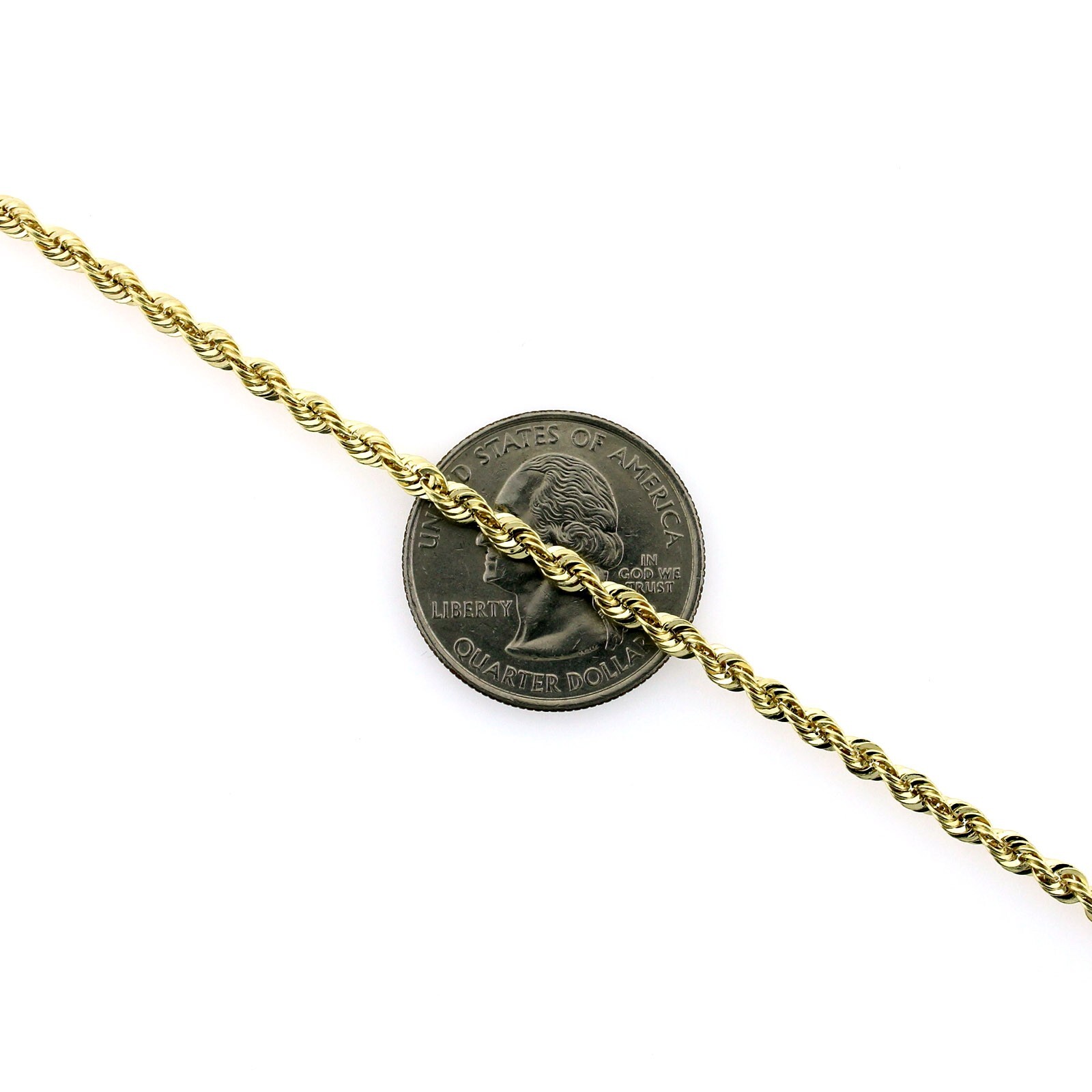 10K Yellow Gold 3-4.5mm 18″-24″ Diamond Cut Rope Chain Link Necklace Mens Womens