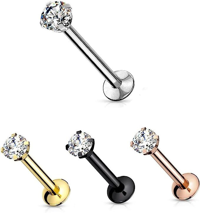 Push In Labret Monroe Stud Threadless Flat Back Stud Earring Lip Labret Piercing