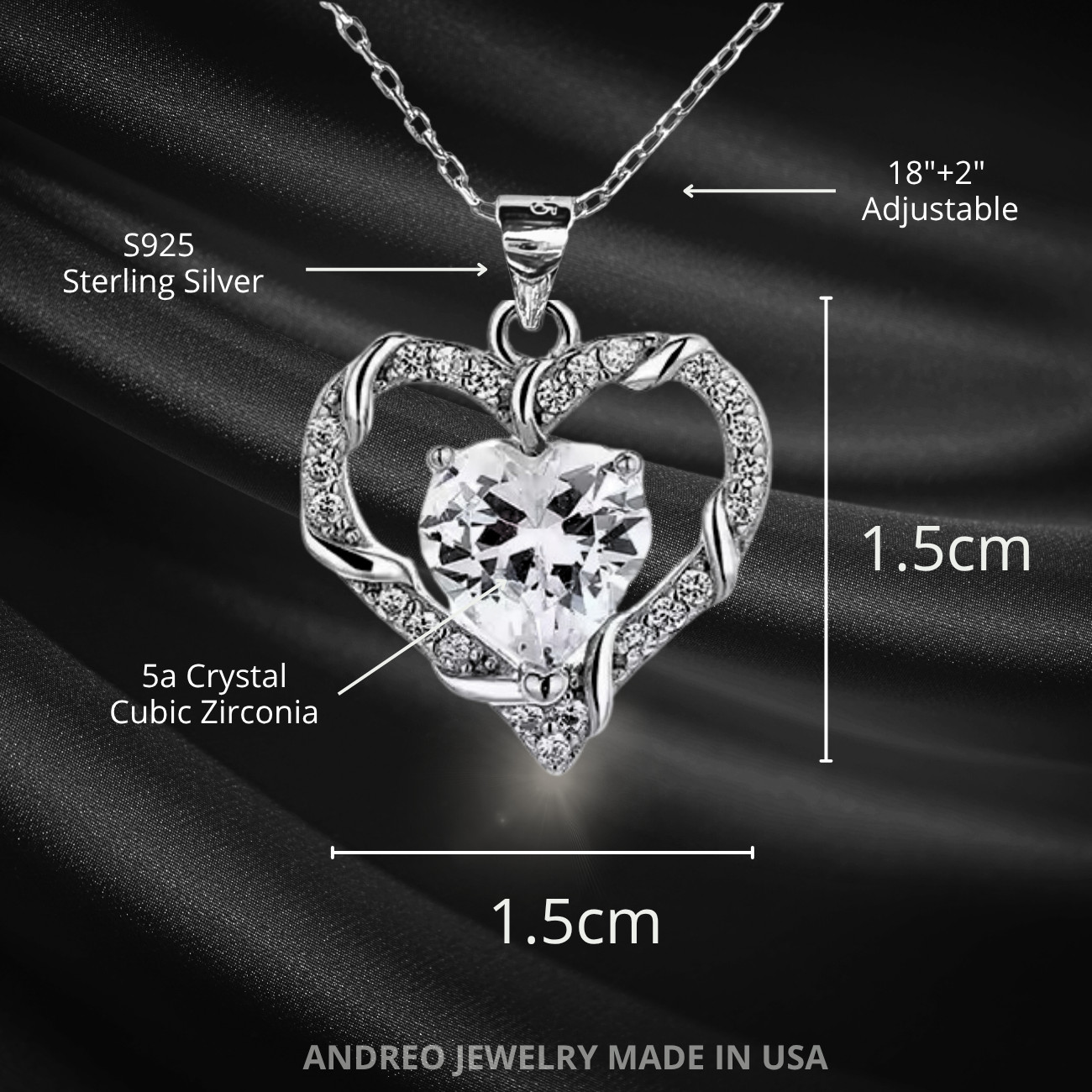 Knot Heart CUSTOM Anniversary Birthday Gift Necklace Jewelry Wife Gifts ANDREO