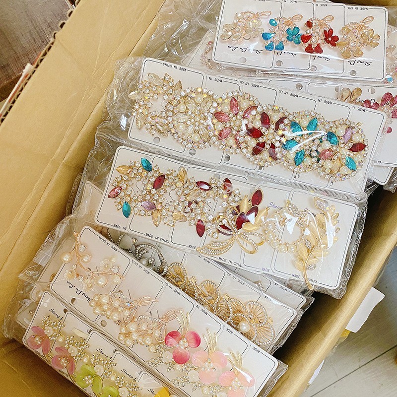 Bulk 12pcs Mix Crystal CZ Pearl Floral Brooches Lot Random Wedding Gift Jewelry