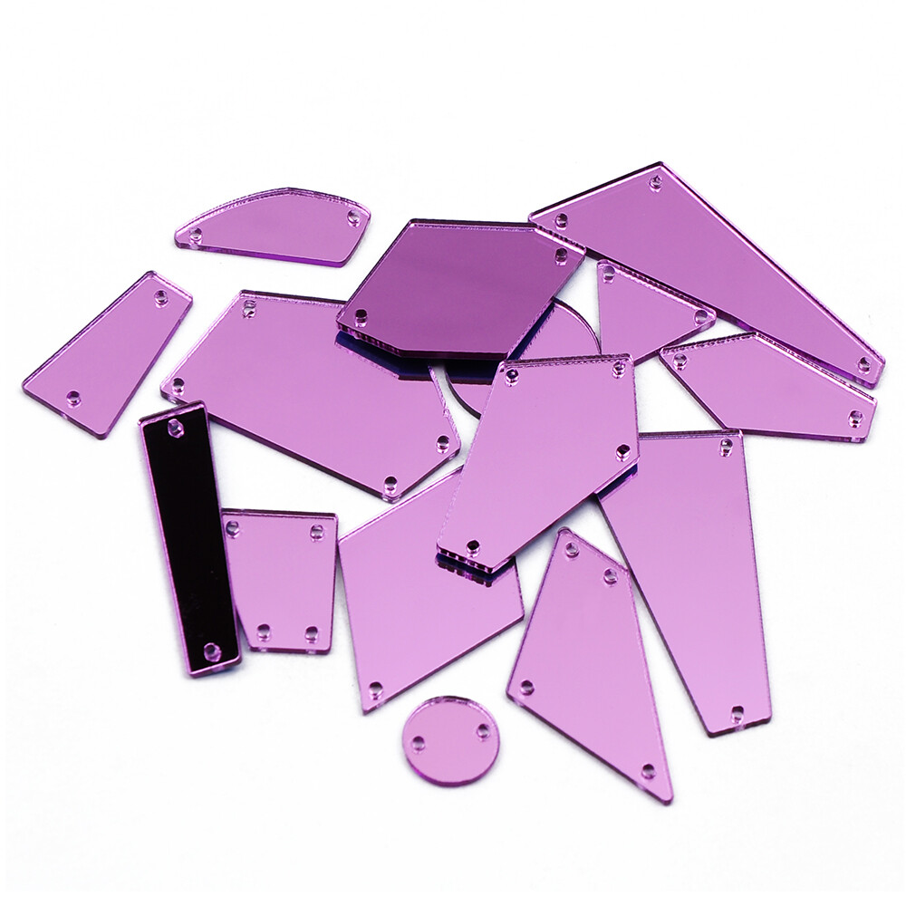 30pcs Purple Acrylic Mirror Sew On Rhinestones Irregular Acryl Mirror For Seing