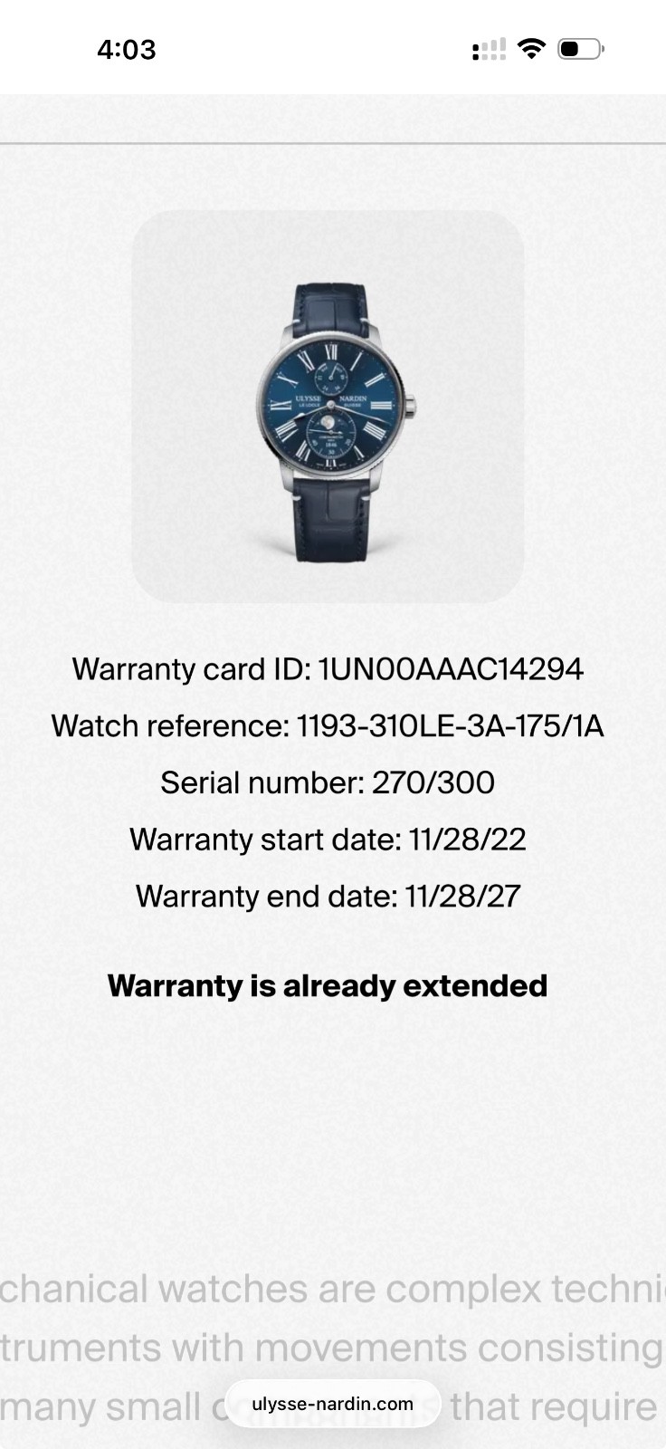 Ulysse Nardin Marine Torpilleur Moonphase 1193-310LE-3A-175/1A Blue Limited