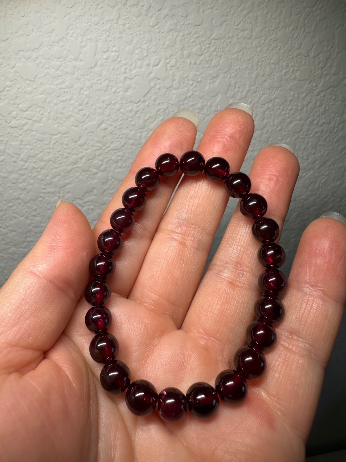 7.8mm Natural Red Garnet Crystal Round Gemstone Beads Stretch Bracelet