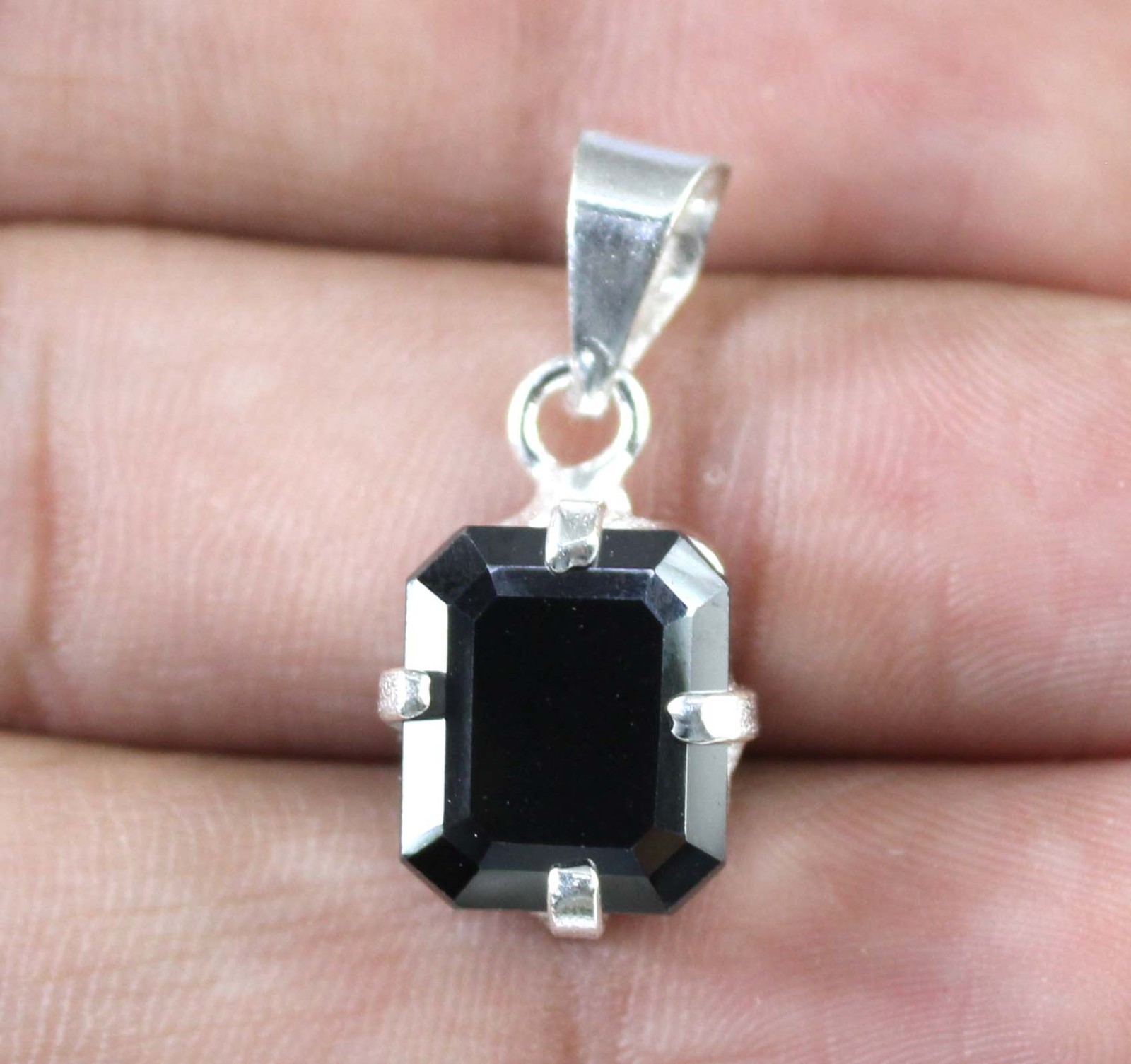 Emerald Cut Black Diamond Solitaire 6.80 Carat Certified Prosperity Pendant