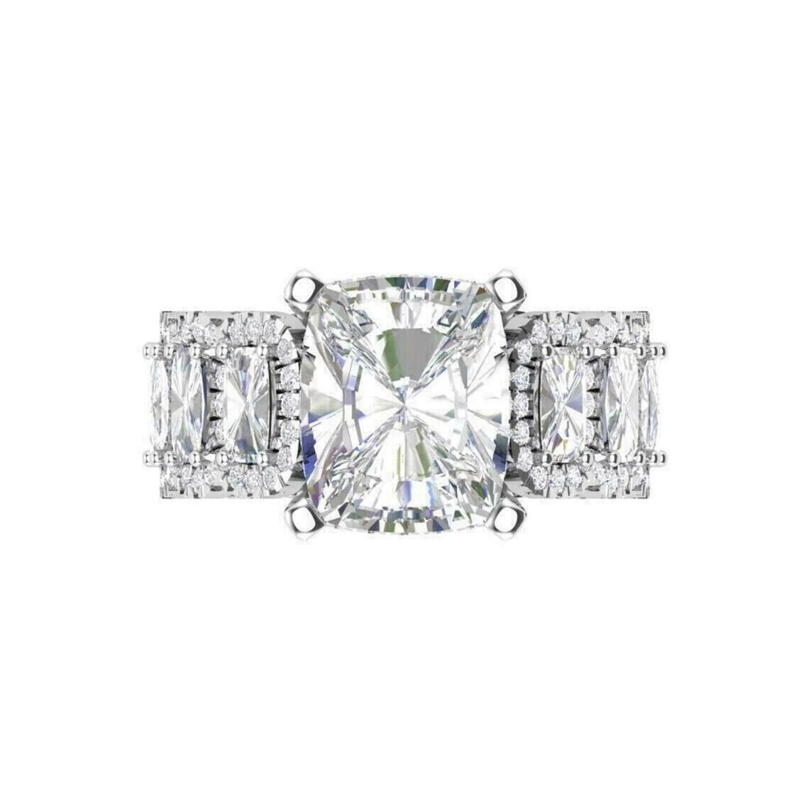 4.30 Ct Cushion Cut Lab-Created Diamond Wedding Engagement 925 Silver Gift Ring