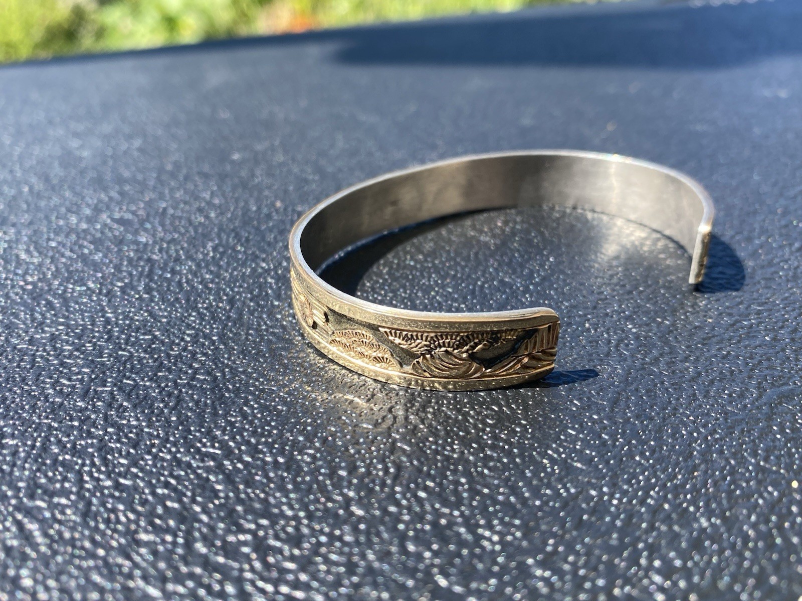 12K Gold Filled Sterling Silver Cuff Becenti Jr BCT Native American Story Teller