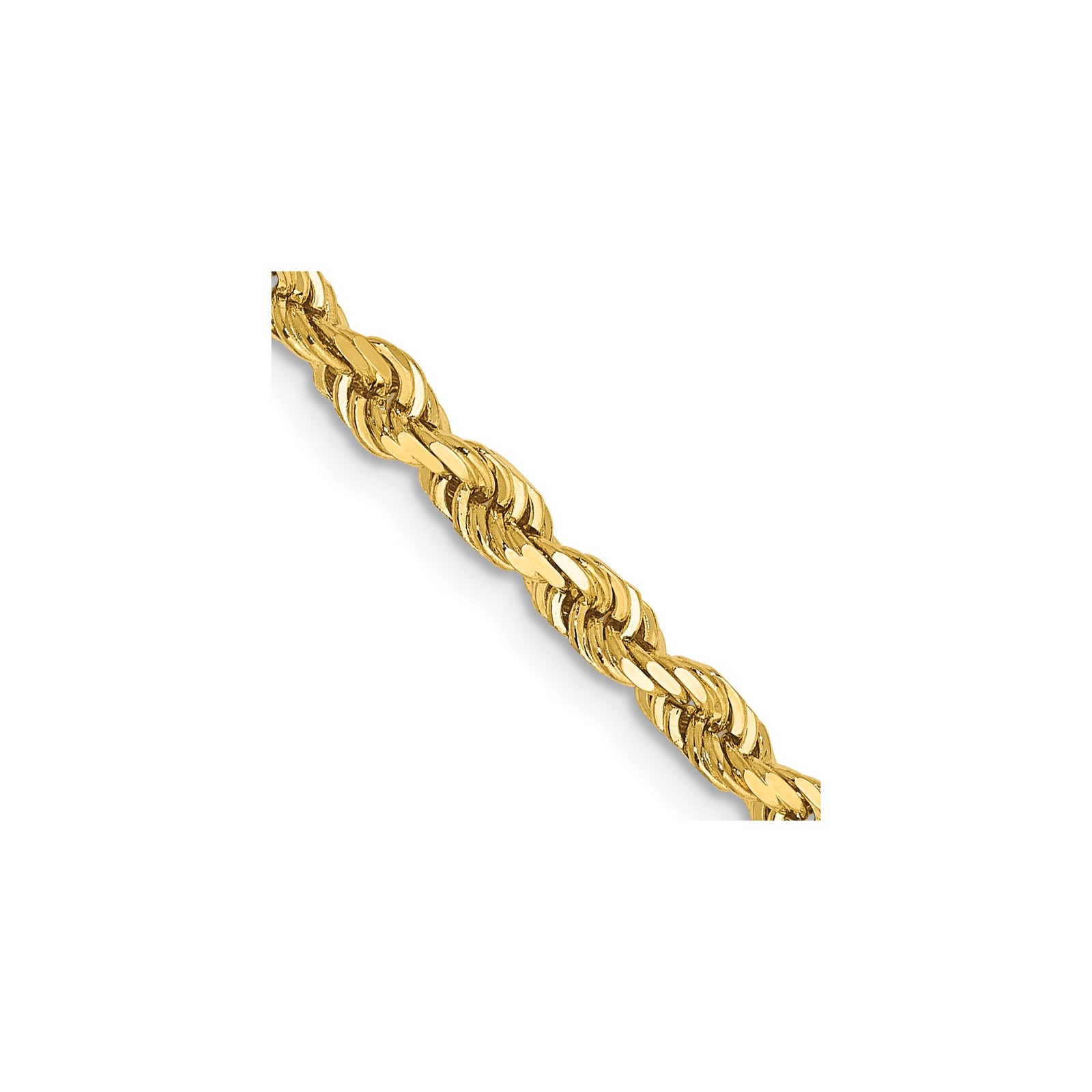 14K Yellow Gold 1.85-7mm Rope Chain Necklace 7-30 Inch Mens Womens