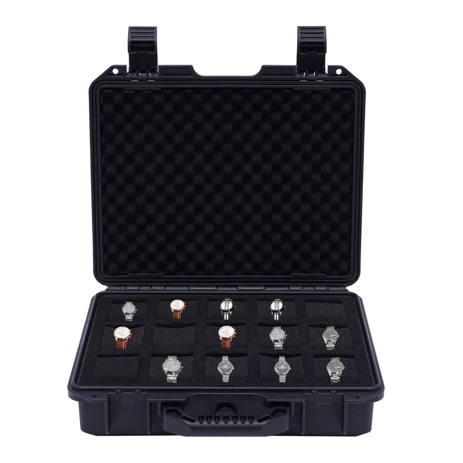Watch Box Display Case Fit 15 Watch in Custom Foam Travel Watch Case Waterproof.