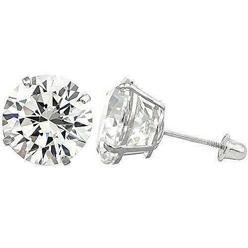 2 ct. White Sapphire Basket Round Stud Earrings in 14k White Gold w/Screw Backs