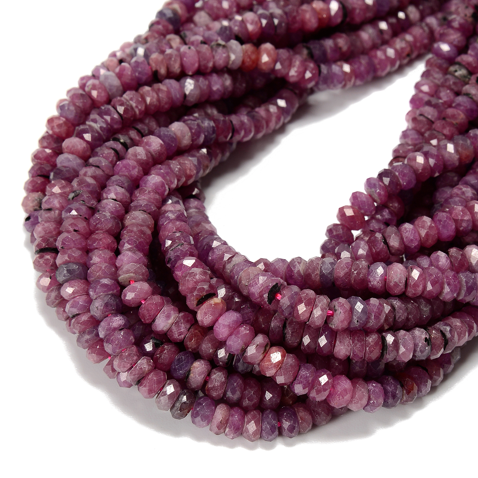 Genuine Ruby Faceted Rondelle Beads Size 2.5×3.5mm 3.5×5.5mm 4×6.5mm 15.5” Strd