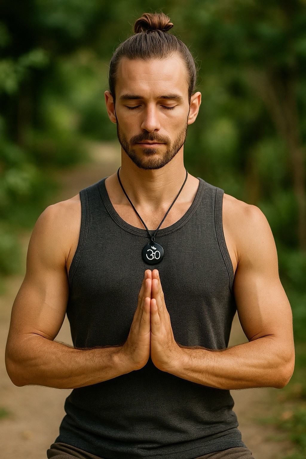 Black Om Pendant Necklace Adjustable 14‑28in Hindu Yoga Meditation Aum Charm