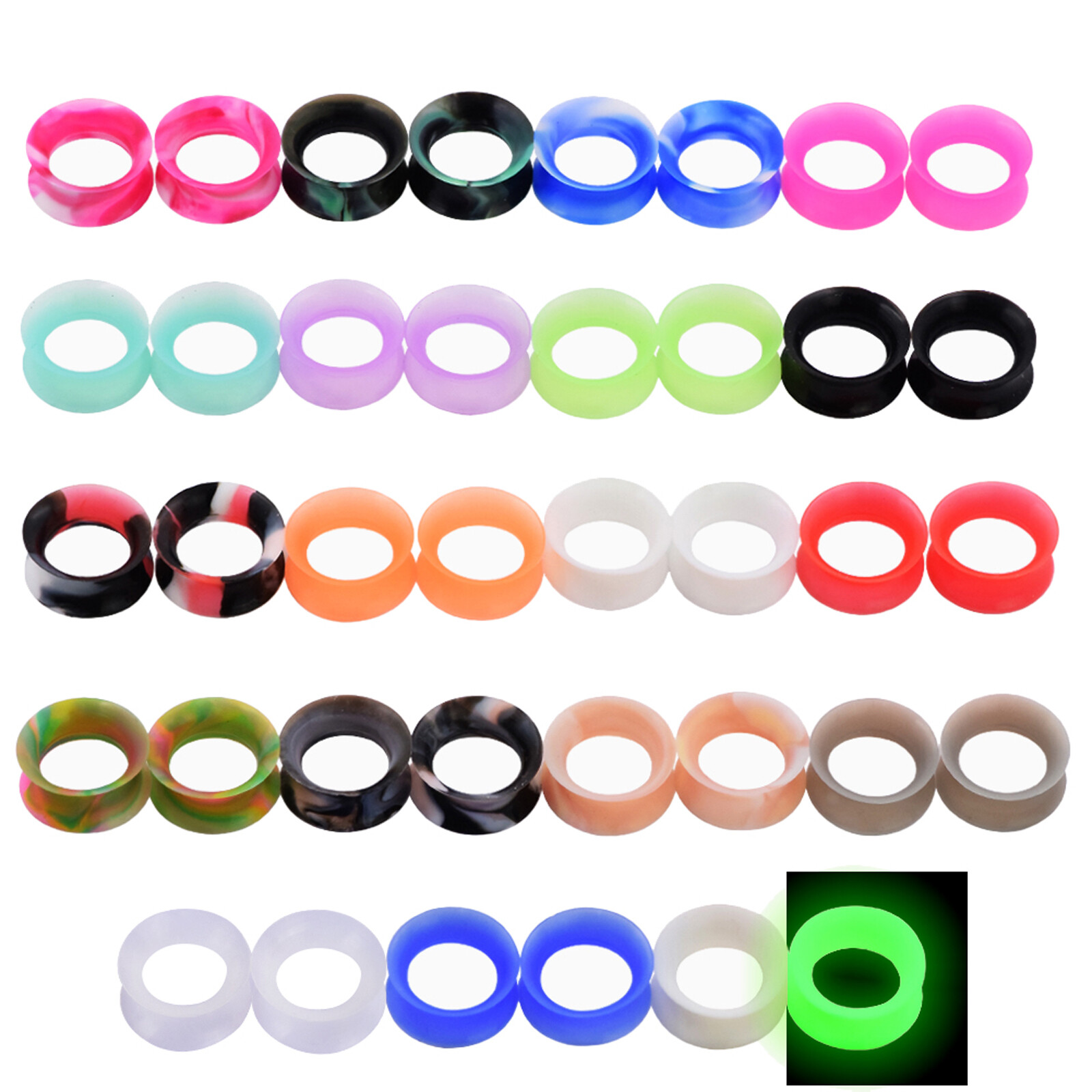 PAIR Soft Thin Silicone Double Flared Ear Tunnels Plugs Gauges Expander 2g-3/4″