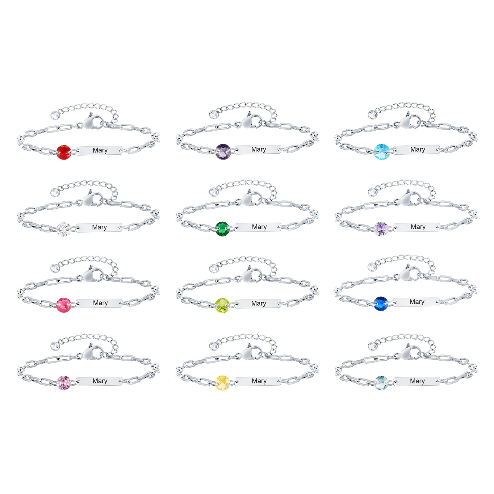 VNOX Personalized Birthstone Bracelet for Girl Women Birthday Christmas Gift