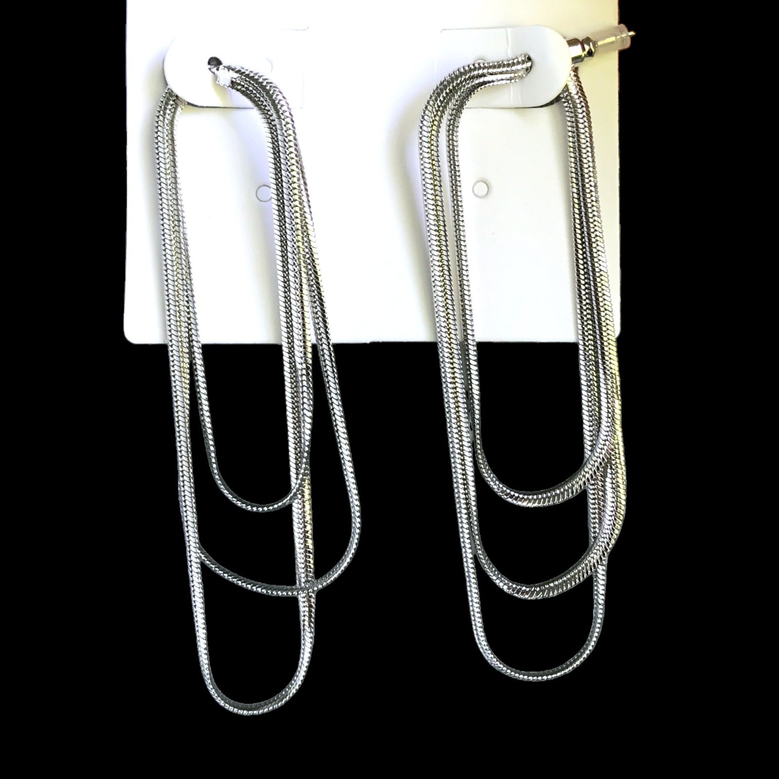 NEW S925 stamped herringbone/snake chain multi-strand “hoop” earrings