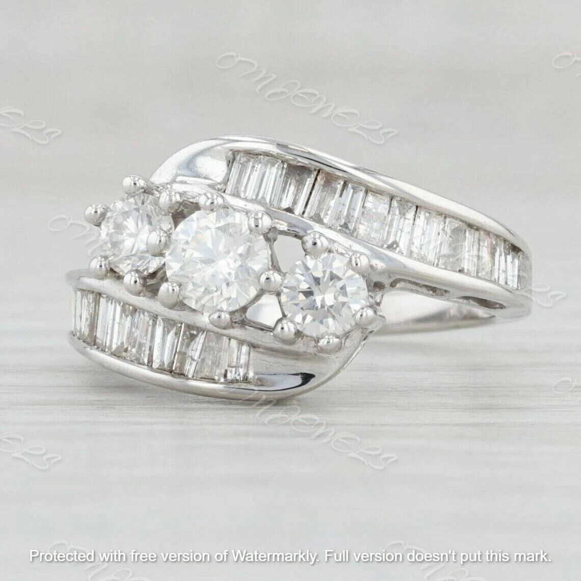 2Ct Lab-Created Diamond Solitaire With Accents Engagement Ring 14K White Gold Fn