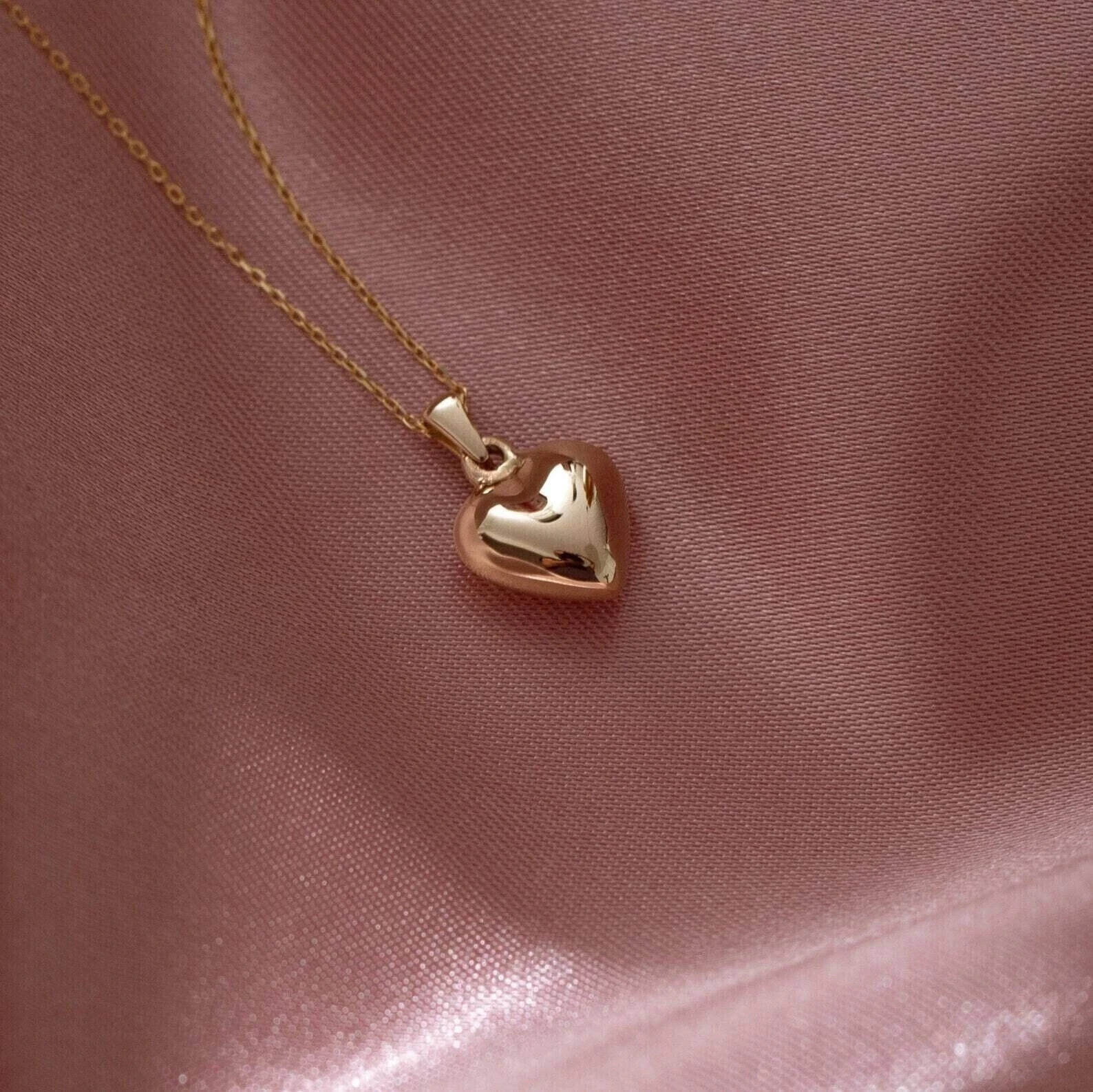Gift For Women’s Heart Pendant Necklace 14K Yellow Gold Finish