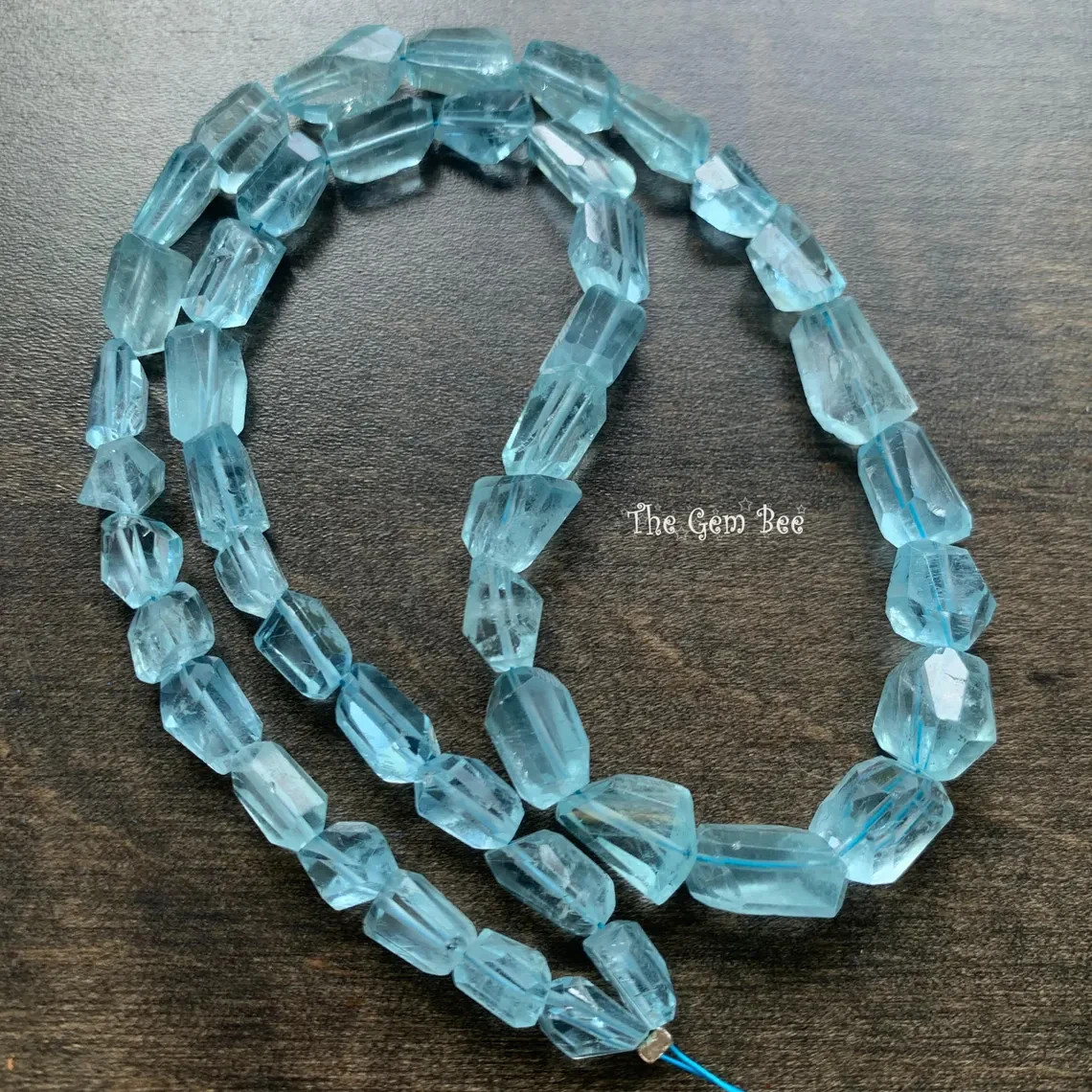 Sky Blue Aquamarine Faceted Freeform Nugget Bead 16 inch strand