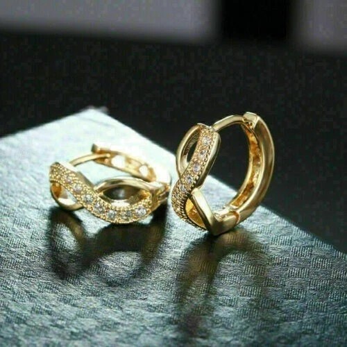 2Ct Round Simulated Diamond Infinity Women’s Hoop Earring 14K Yellow Gold Plated