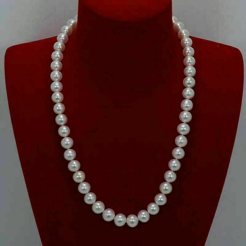 20” 18“ AAAA Japanese Akoya 7-7.5 mm white pearl Necklace 14K Yellow Gold clasp