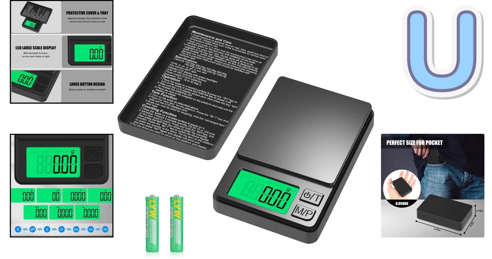 Multi-Unit Precision Pocket Scale 1000g – Ideal for Food, Coins, and Jewelry